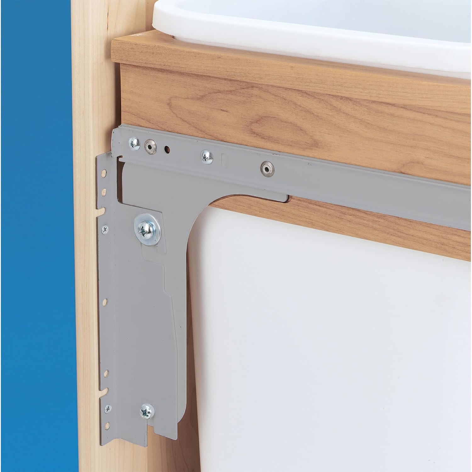 Rev-A-Shelf 35 Qt Top Mount Double Pullout Under Cabinet Kitchen Trash Cans for Base Cabinets, 150 Pound Rated Full-Extension Slides, Min Opening Width of 14.5", White, 4WCTM-18DM2-175
