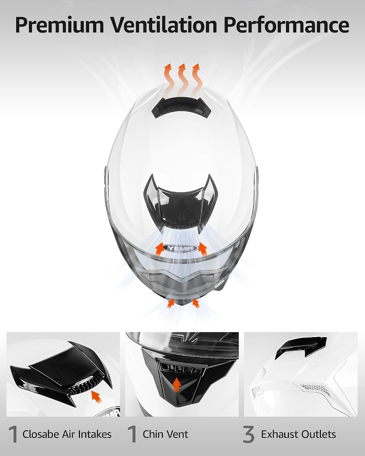 YEMA Modular Motorcycle Helmets, DOT Approved Full Face Motorcycle Helmet with with Flip Up Dual Visor for Men & Women - Street, Scooter, ATV, E-Bike