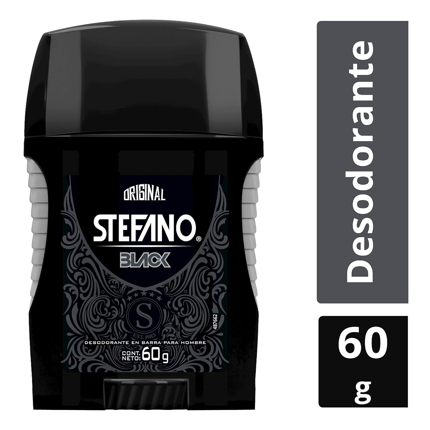 Stefano Stick Deodorant for Men 2.5oz, Desodorante Estefano Barra 60gr (Black)
