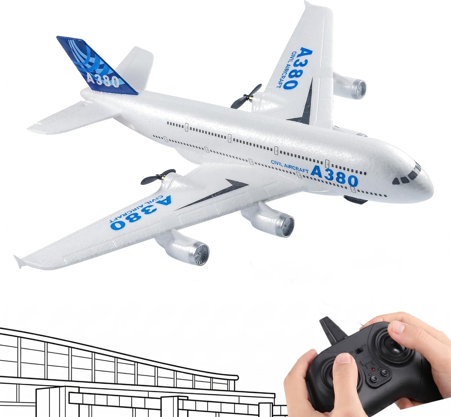 RC Airplane Airbus A380, Easy to Fly RC Plane for Kids Beginner & Adults