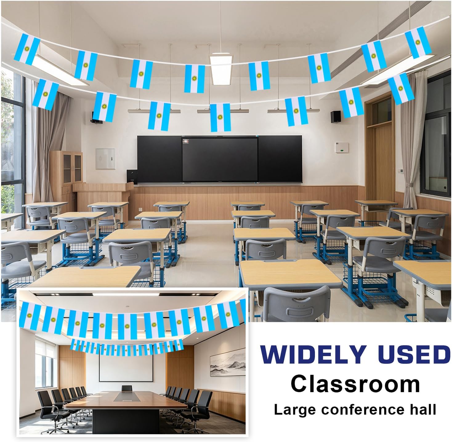 Nicaragua String Flags Banner Mini Small Nicaraguans Flag Bunting Patriotic Hanging Decor,National Holiday, Sports Game, Fiesta & Themed Party,18 Feet 20 Flags