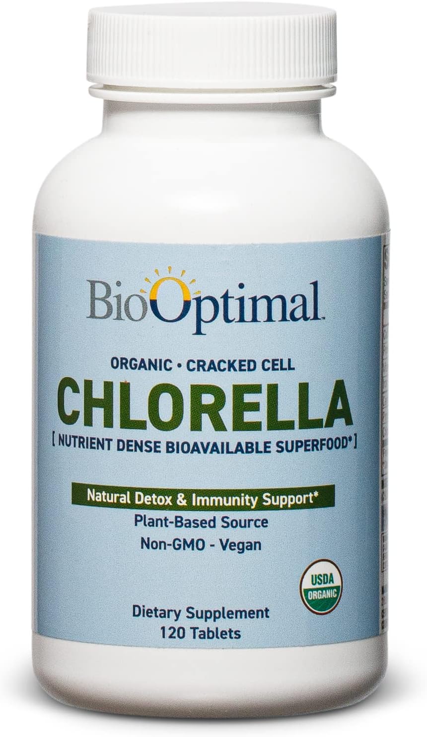 BioOptimal Organic Chlorella Tablets - 120 Tablets | Organic, Non-GMO