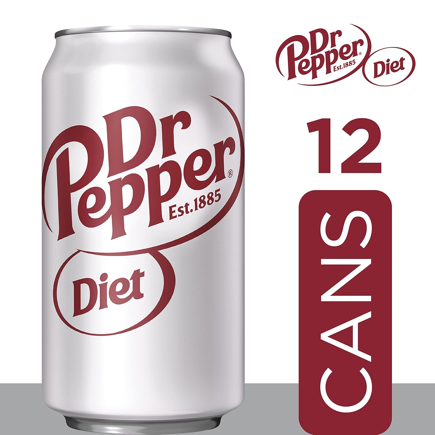 Diet Dr Pepper Soda, 12 fl oz cans, pack of 12