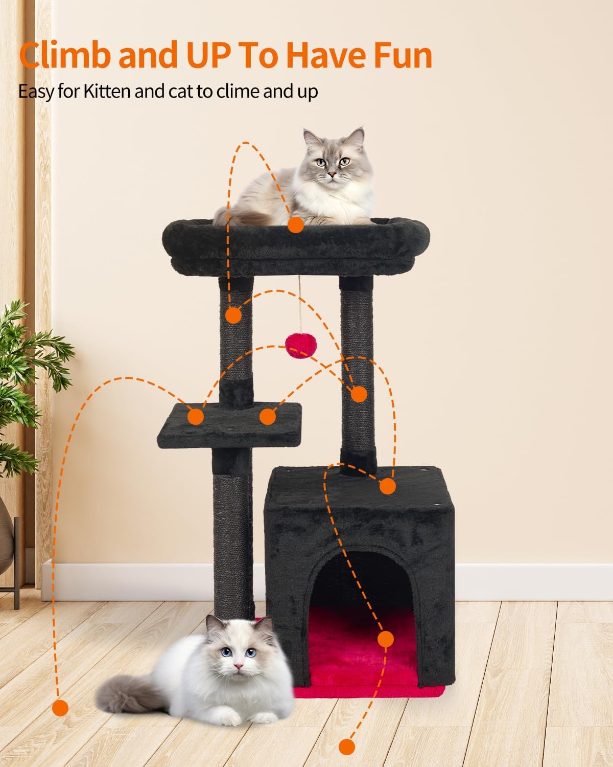 Cute Cat Tree Kitten Cat Tower Condo Cat Furniture Sisal Scratching Posts G