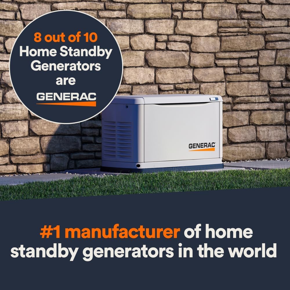 Generac Guardian 10kW Home Generator, Transfer Switch & WiFi Monitoring
