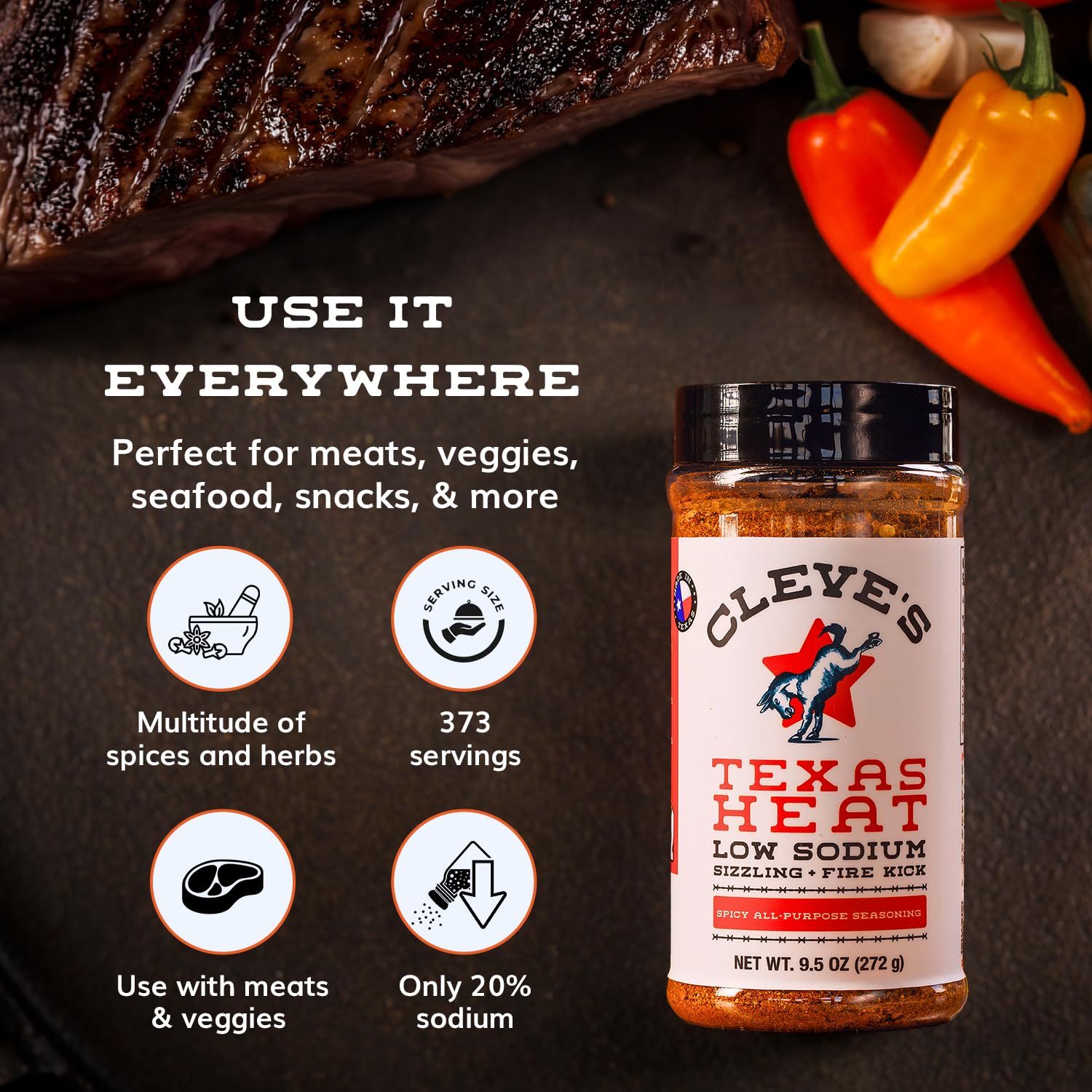 Cleve's Gourmet, Steak Seasoning for Grilling & Cooking, Steak Rub with Smoky Charred Flavor, Prime Rib Seasoning & Beef Seasoning, (Small, Cowboy Charcoal Steak Seasoning)