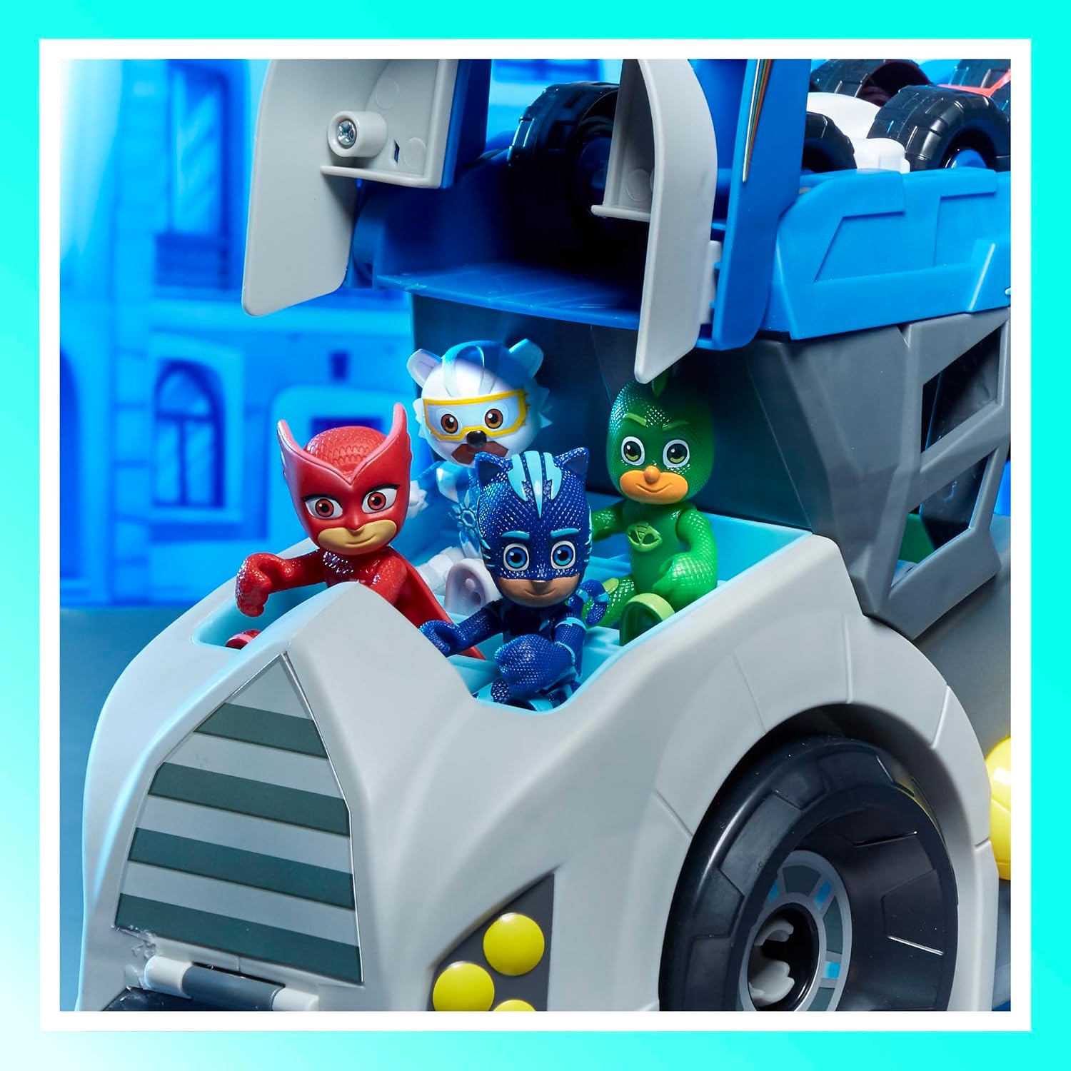 PJ MASKS Power Heroes Hero Hauler Truck Playset with 2 Duo Racer Superhero Toy Cars, Preschool Toys for Boys and Girls