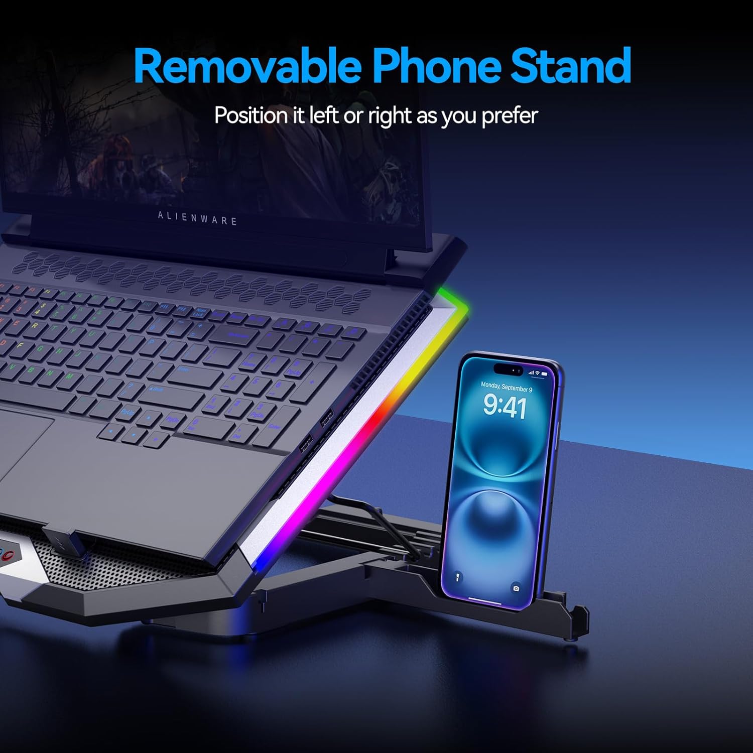 ICE COOREL Gaming Laptop Cooling Pad 15-17.3 Inch, Laptop Fan with 6 RGB Cooling Fans, Laptop Cooling Stand with 6 Height Adjustable