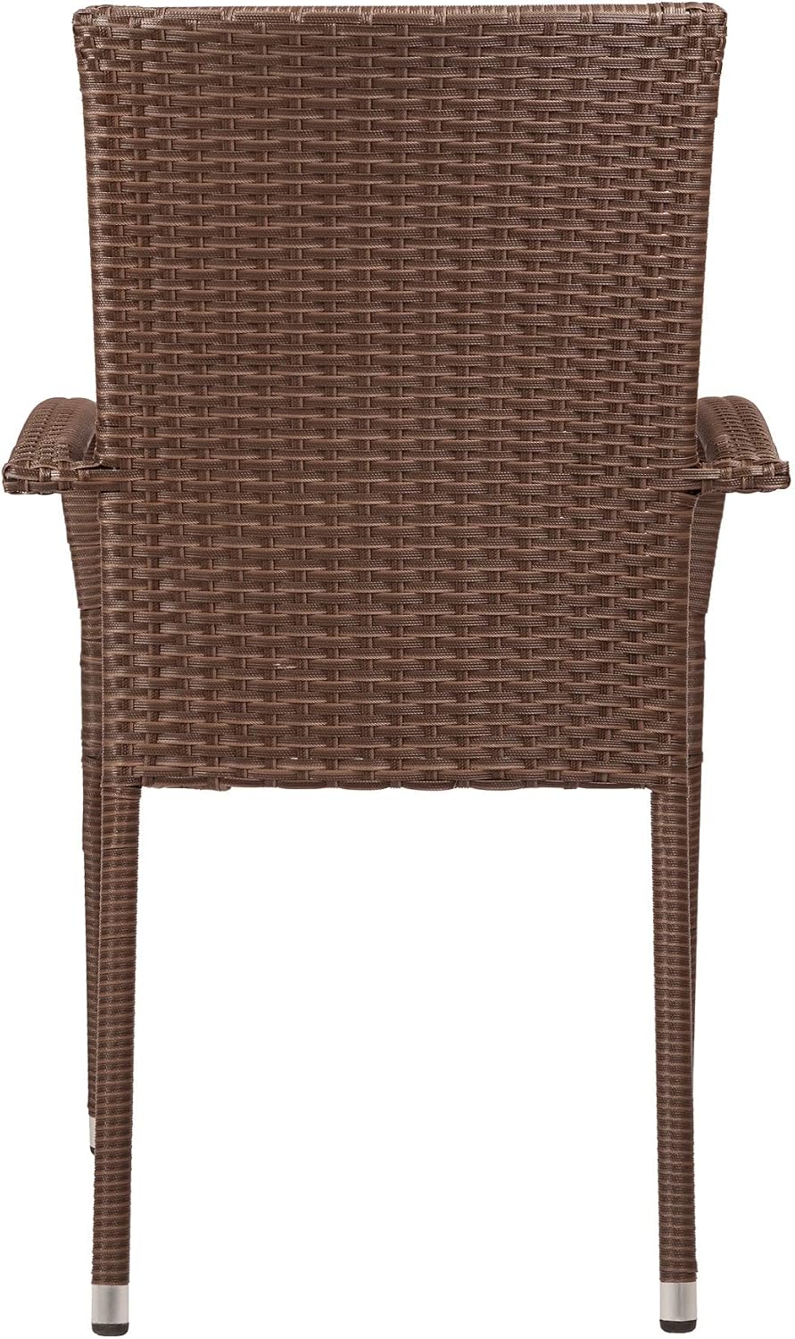 Patio Sense 62664 Morgan Outdoor Wicker Stacking Chairs, Mocha, Set of 4 | Handwoven All-Weather Wicker, Powder-Coated Steel Frame, No Assembly