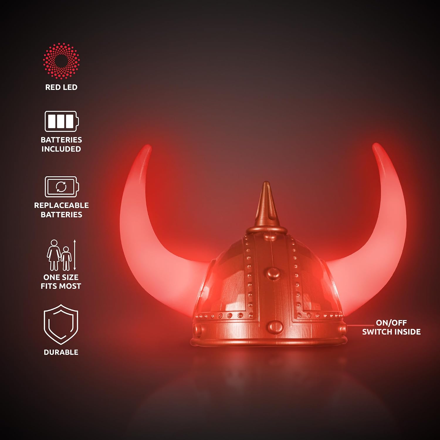 Windy City Novelties Gold Viking Costume Helmet with LED Light Up Horns for Adults