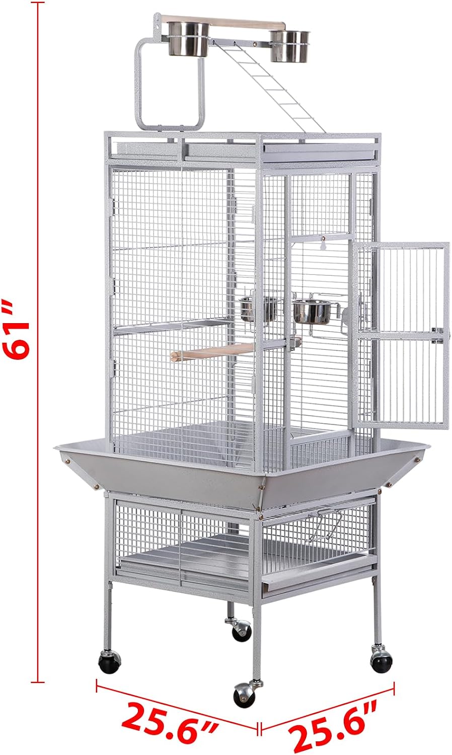 Nova Microdermabrasion 68-Inch Height Wrought Iron Standing Large Play Top Bird Cage for African Grey Small Quaker Parrot Cockatiel Sun Parakeet Green Cheek Conure Dove Budgie Lovebird