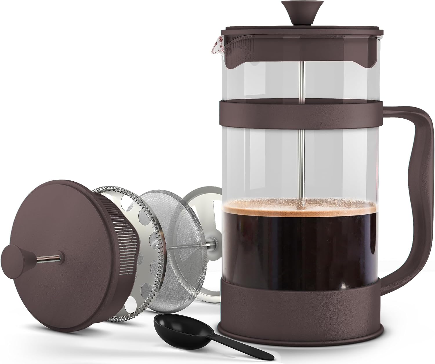 Utopia Kitchen Borosilicate Glass French Press Coffee Maker 34 Oz, Black | Heat-Resistant Cafetiere & Tea Maker, Thickened Glass Coffee Press for Travel and Camping