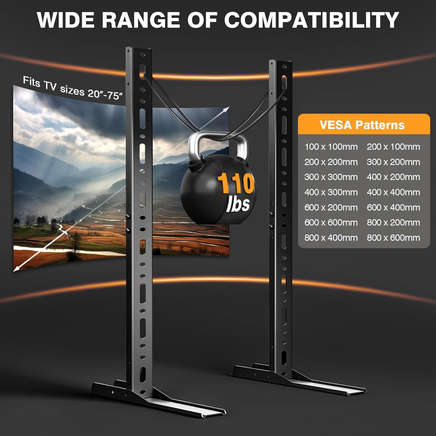 TAVR Universal Table Top TV Stand Mount, TV Legs for Most 20-75 Inch TVs