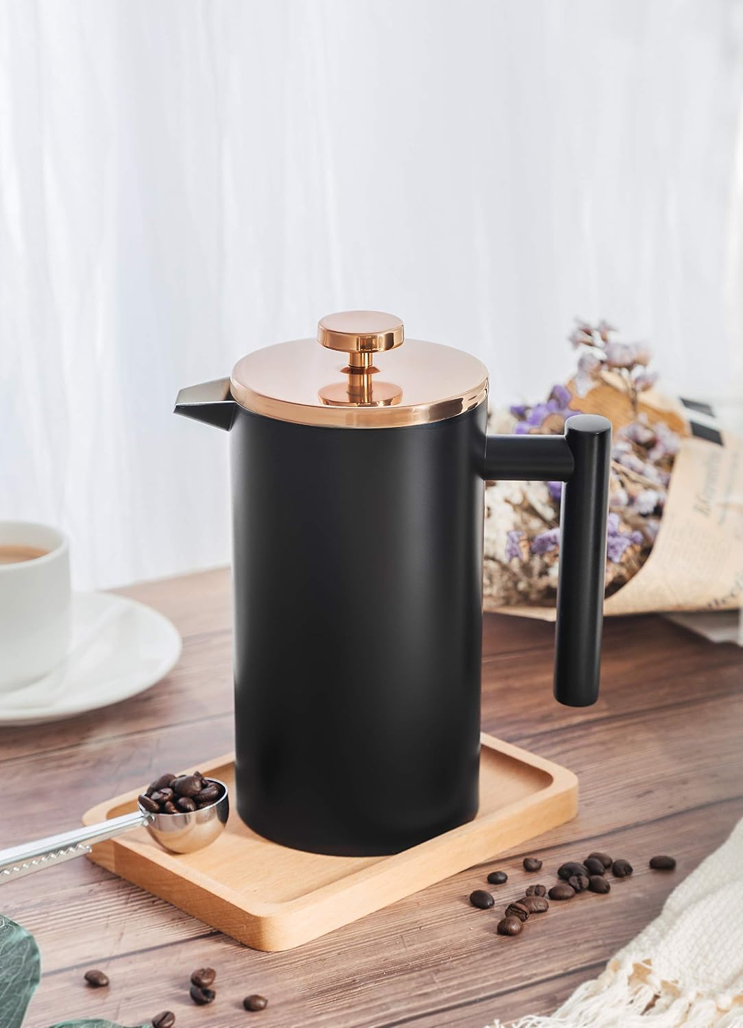 Black French Press Stainless Steel 34oz