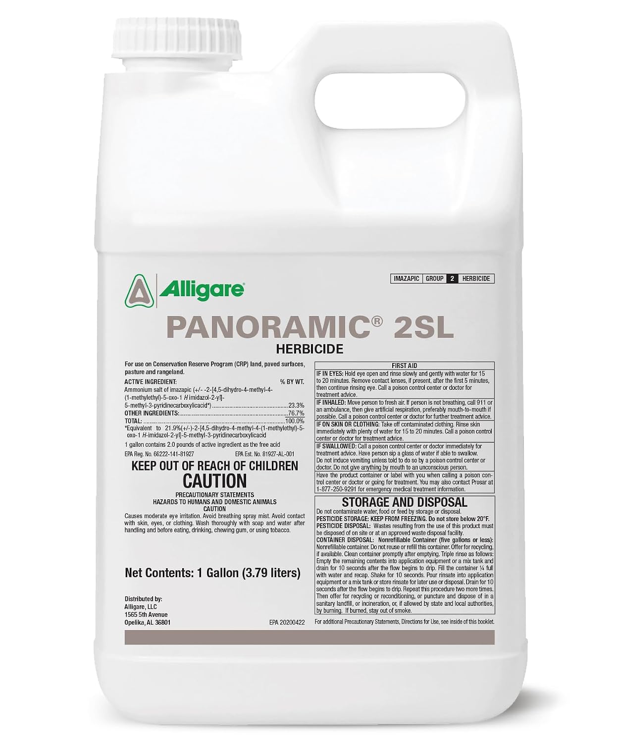 ALLIGARE Panoramic 2SL Herbicide Weed Killer - Versatile Herbicide for Lasting Control of Annual Grasses & Broadleaf Weeds in CRP, Pastures, Rights-of-Way & Industrial Sites - 1 Gallon