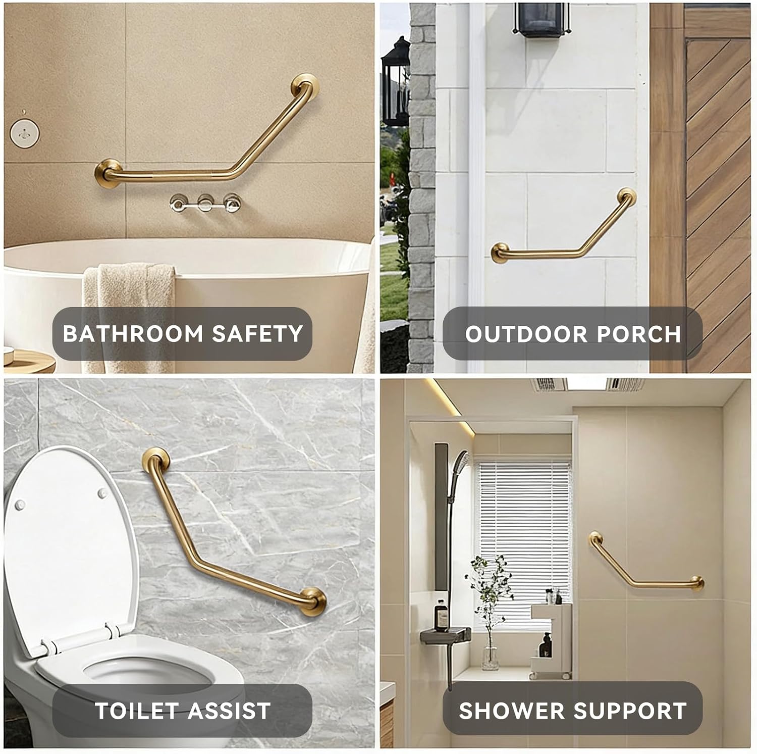 20 Inch Bathroom Grab Bar, Satin Brushed Nickel Angled Grab Bar with Anti-Slip Knurled Grip, Stainless Steel Bath Balance Bar, 1.0" Tube Safety Hand Rail Support, Handicap Elderly Assist Bath Handle