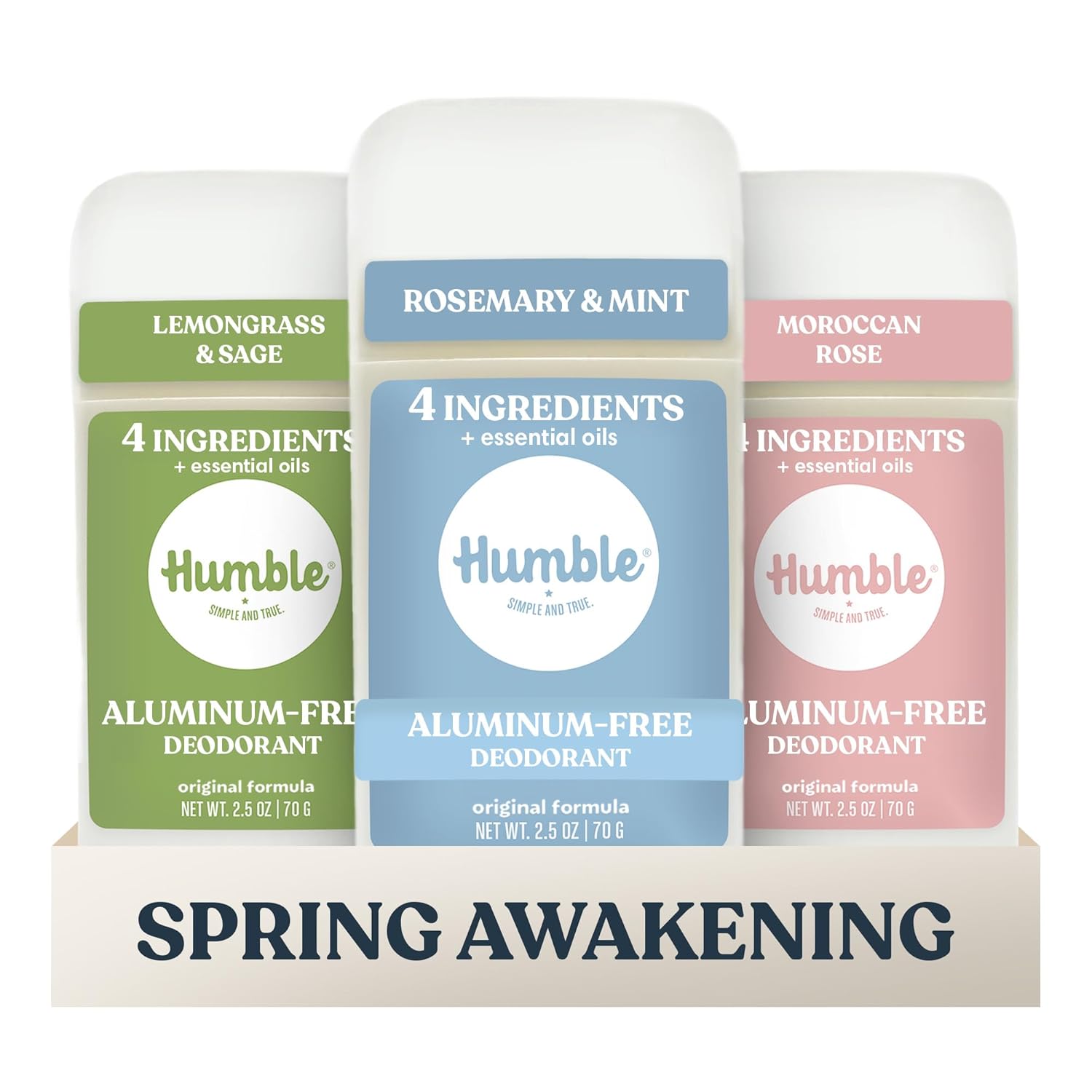 Humble Aluminum-Free Deodorant, Simply Unscented - 1 Pack | Baking Soda-Free, Clean, Fresh, Natural, Essential Oils, Sensitive Skin, Long-Lasting Odor Control, Cruelty-Free, Men & Women