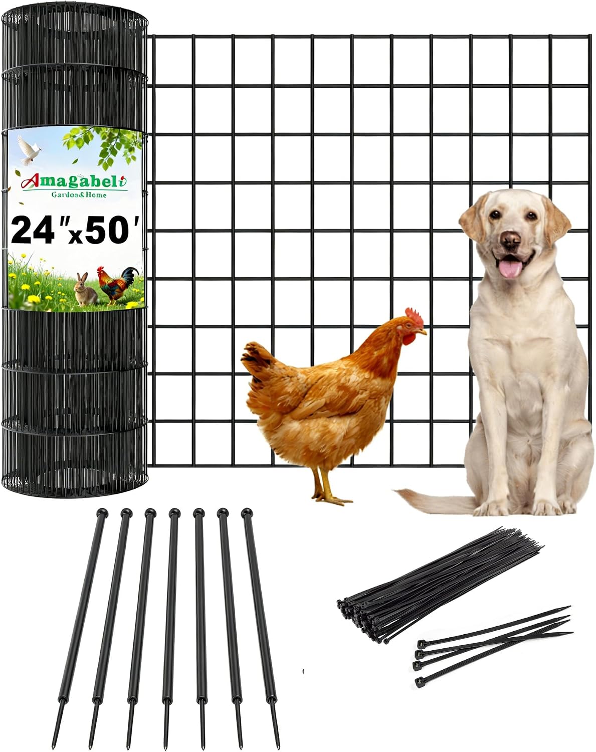 Amagabeli Hardware Cloth 1/2 inch 36 x 100 ft 19 Gauge Chicken Wire Fence Hot-Dipped Galvanized After Welding Welded Wire Fencing Mesh Roll Garden Plant Support Poultry Rabbit Cage Snake Gopher