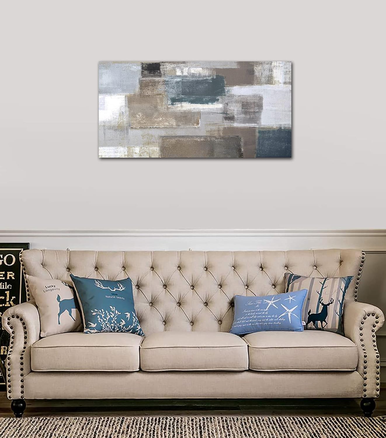 arteWOODS Ocean Wave Canvas Wall Art Beach Sunset Pictures Coastal Nature Artwork Blue Sea Painting Prints for Living Room Bedroom Home Office Decoration 20" x 40"