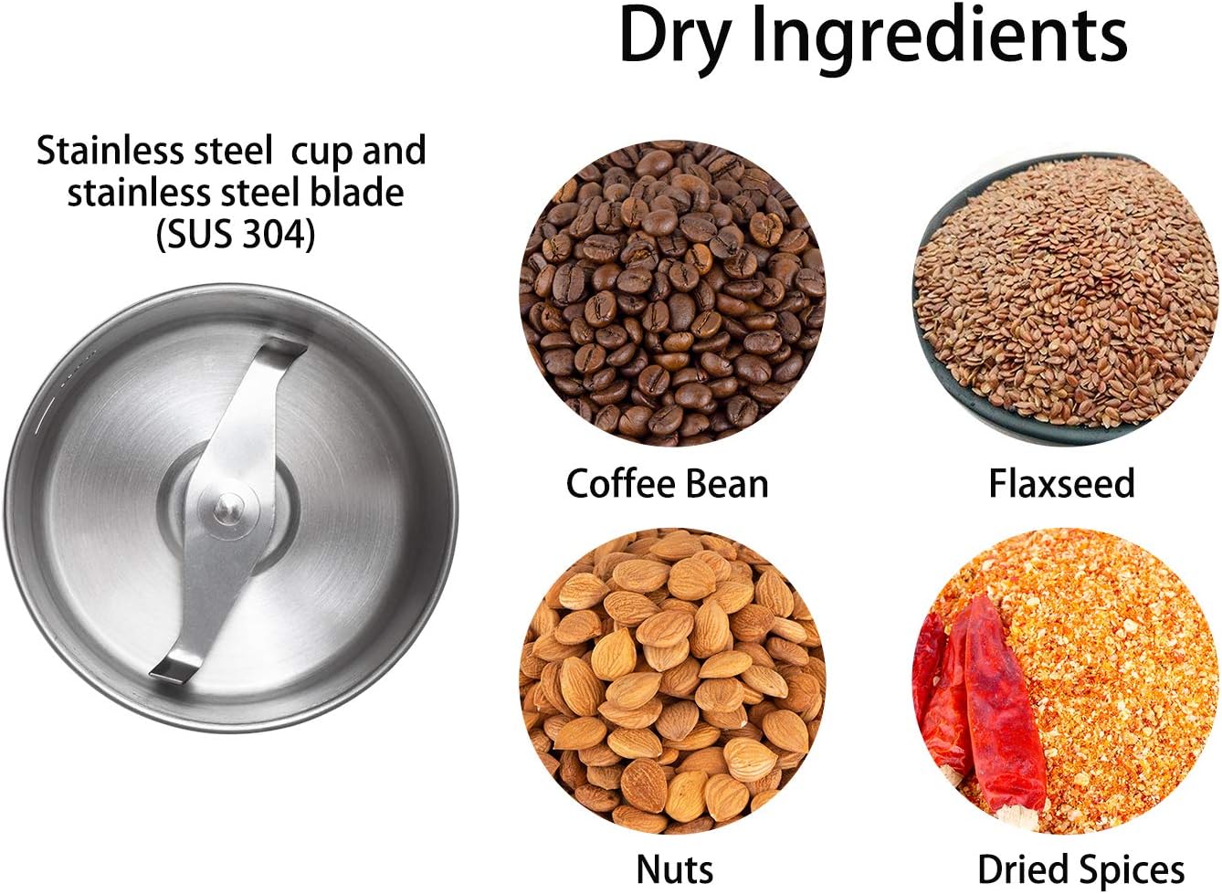 DR MILLS DM-7451 Electric Coffee Grinder, Coffee Bean Grinder Electric Dried Spice, Nut, Herb Grinder, Detachable Cup, Dishwashable