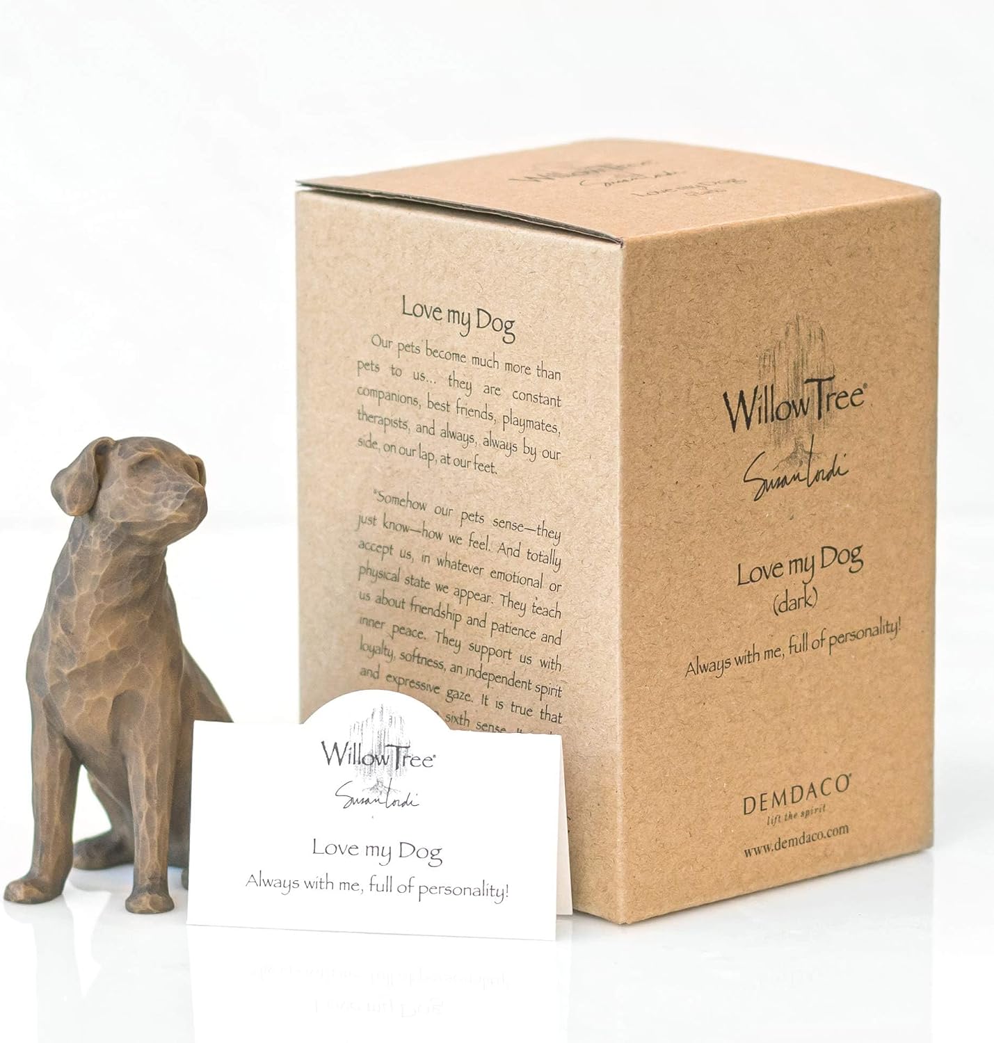 Willow Tree Love My Dog (Light), Sculpted Hand-Painted Figure | Cast from a Susan Lordi Original Carving, Gift for Dog Lovers, Celebrates the Loving Bond Between People and Their Dogs