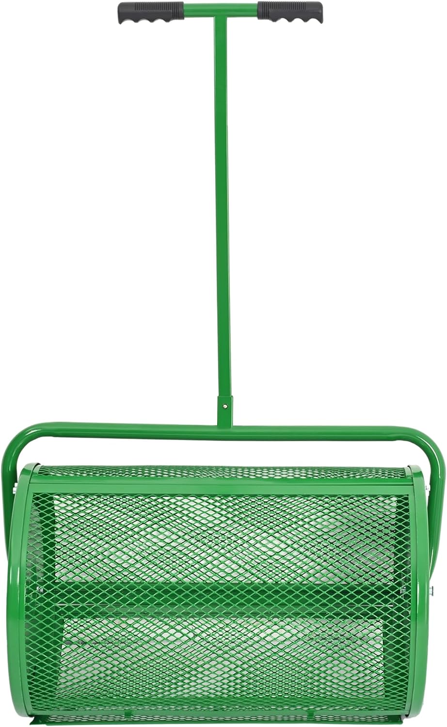 KUAFU 24" Compost Spreader Peat Moss Spreader T-Shaped Handle for Planting | Lawn and Garden Care Manual Spreaders Roller Green Powder Coated Mesh