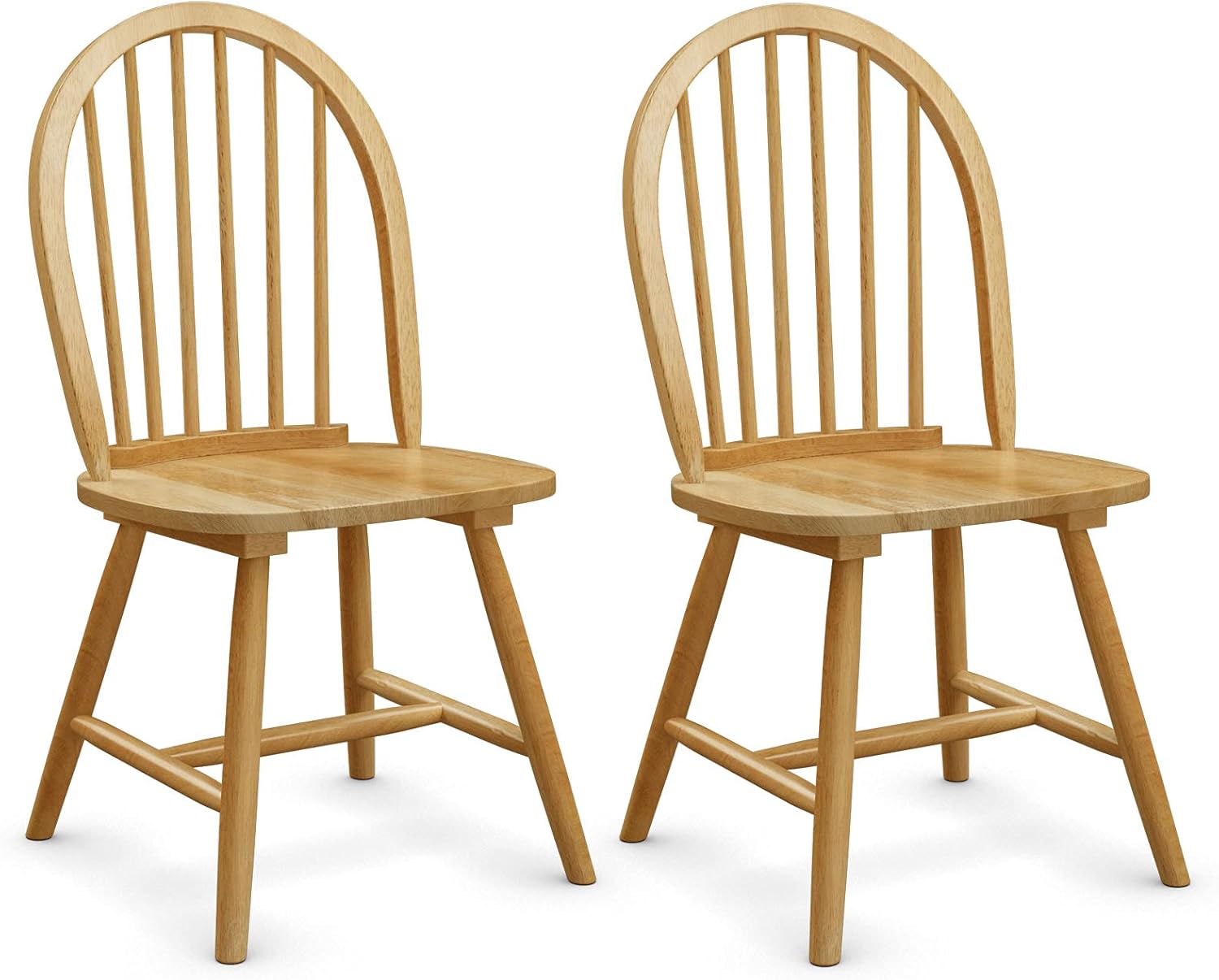 GIANTEX Wood Dining Chairs Set of 4, Windsor Chairs with Solid Wood Legs, High Spindle Back, H-Shaped Crossbars
