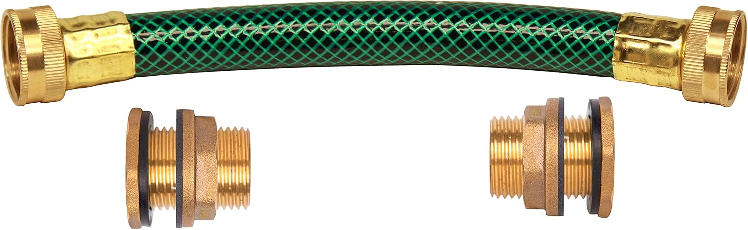 RBL020 Rain Barrel Linking Kit (Two Brass Bulkhead Fitting and One 8 inch 3/4" I.D. hose)