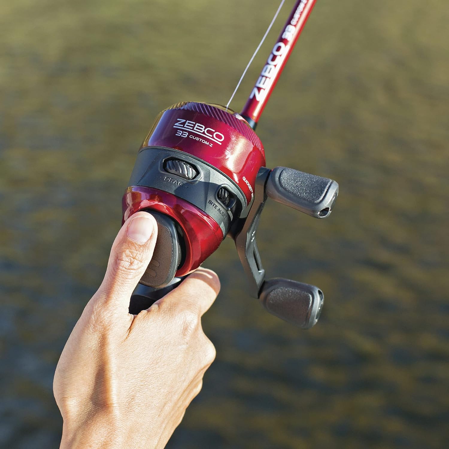 Zebco 33 Custom-Z Spincast Reel and 2-Piece Fishing Rod Combo, 6-Foot Fiberglass Rod with Split-Grip EVA Handle