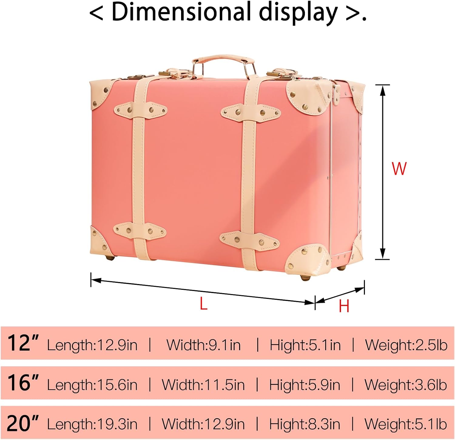 urecity Vintage and Cute Carry-on Overnight Case Non-wheeled Mini Leather Trunk Suitcase with Shoulder Strap