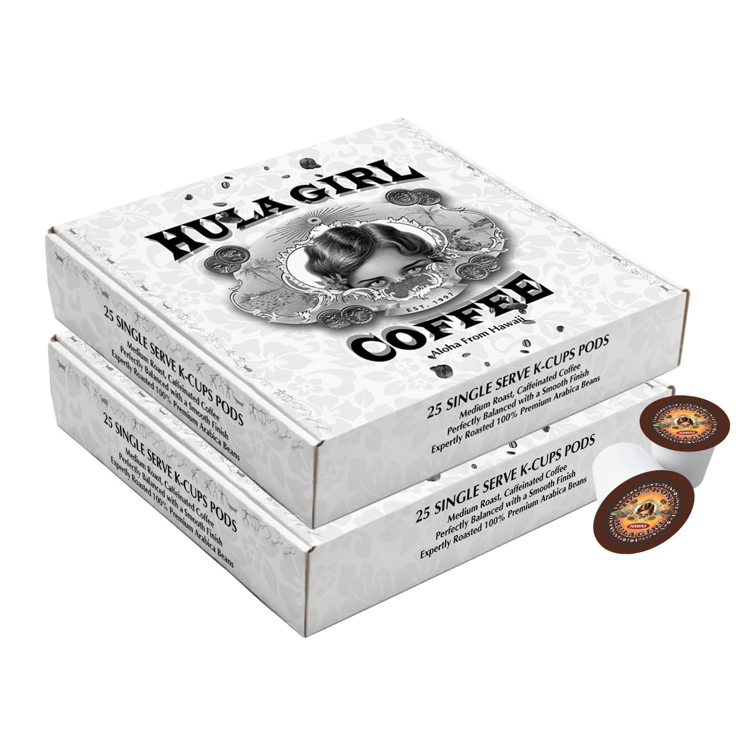 Hula Girl 100% Kona Coffee, Single Serve for Keurig K-Cup Brewers, Medium Roast, Works in the New K2