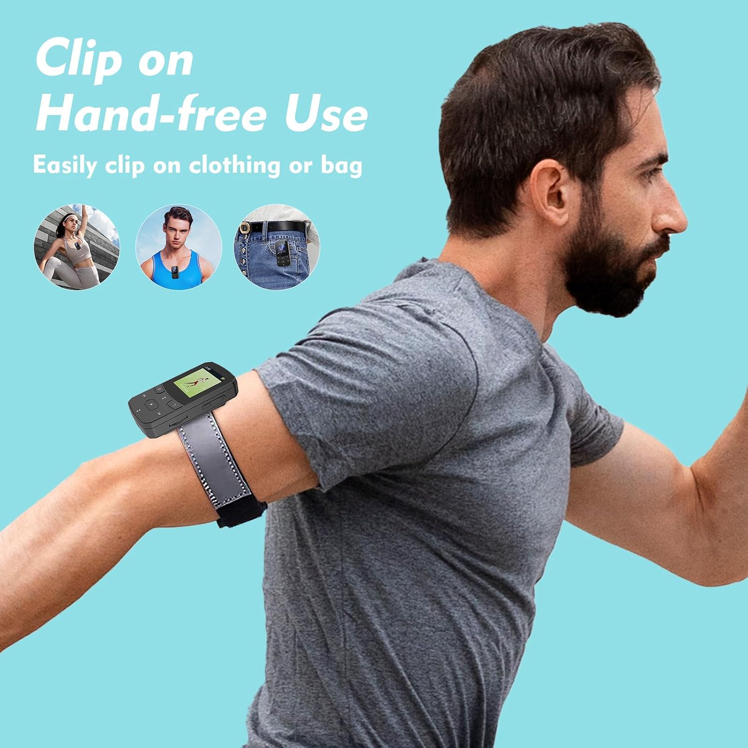 RUIZU 64GB Clip MP3 Player with Bluetooth 5.3, Lightweight 1 oz | Portable Music Player for Sports Running, Physical Buttons, FM Radio, Voice Recorder, Sleep Timer, Up to 128GB microSD Card