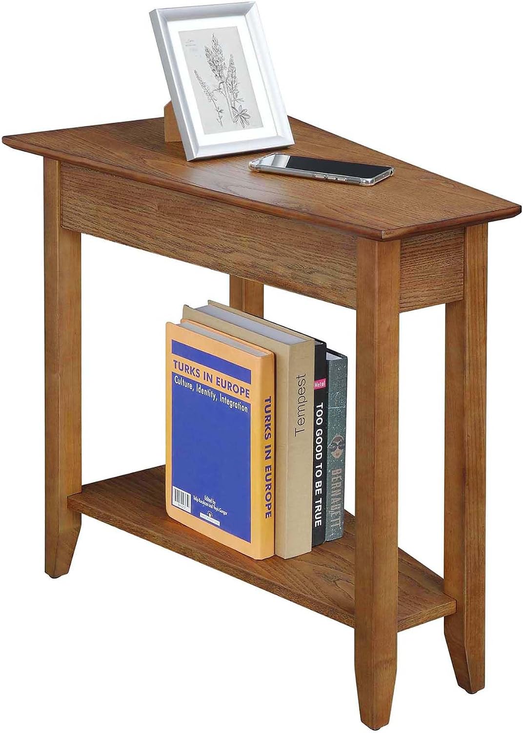 Convenience Concepts American Heritage Wedge End Table 24" - Classic Living Room Table with Storage Shelf, Side Table for Family Room, Bedside Table, Espresso