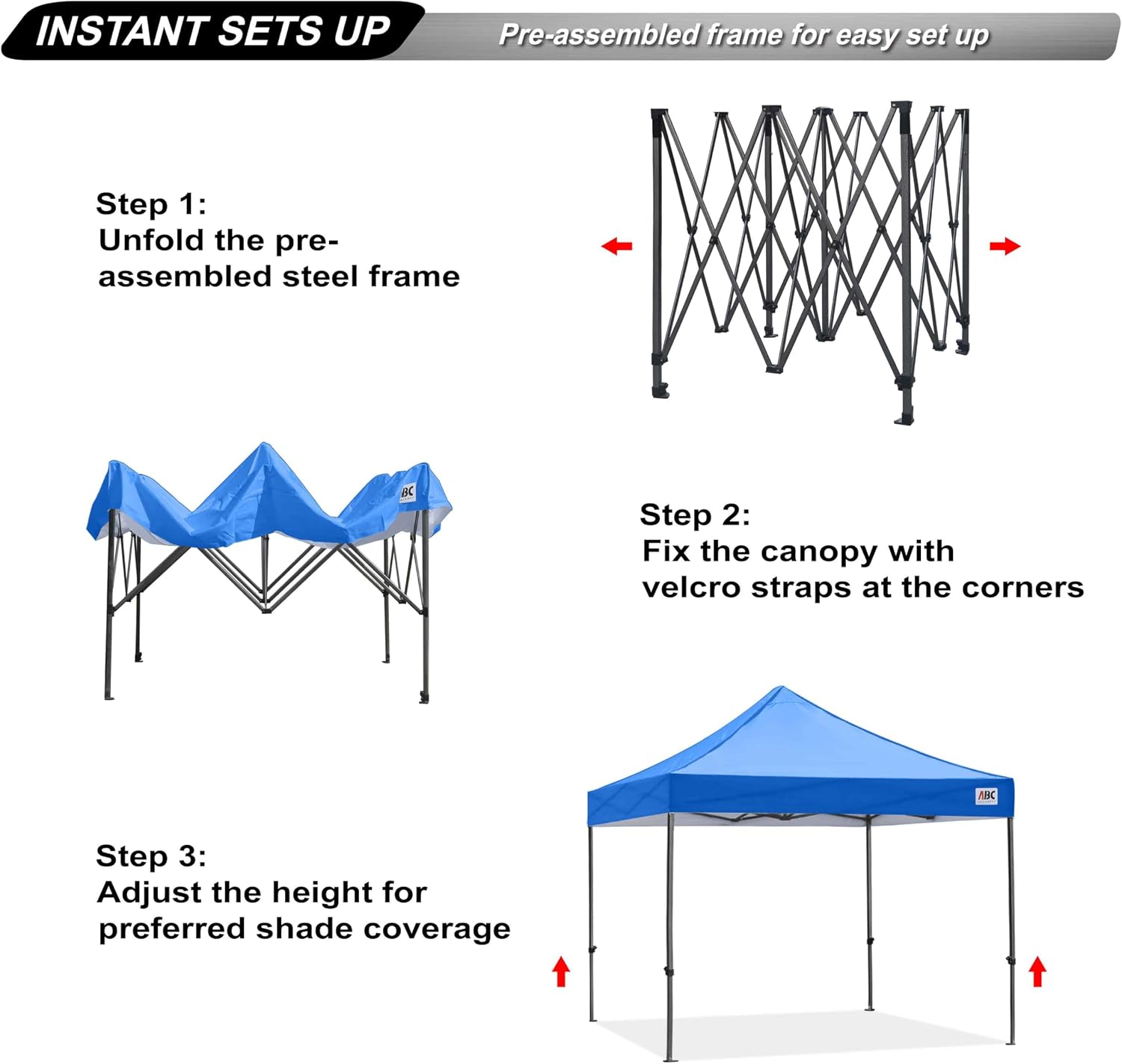 ABCCANOPY Patio Pop Up Canopy Tent 10x10 Commercial-Series (Black)