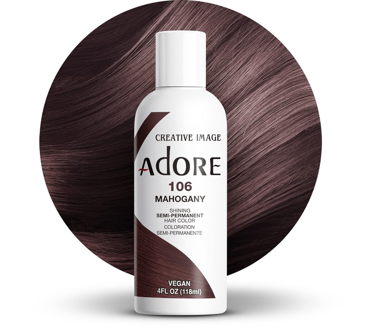Adore Semi Permanent Hair Color, 107 Mocha, 4 Fl Oz | Vegan & Cruelty-Free Brown Hair Dye | No Ammonia, No Peroxide, No Alcohol