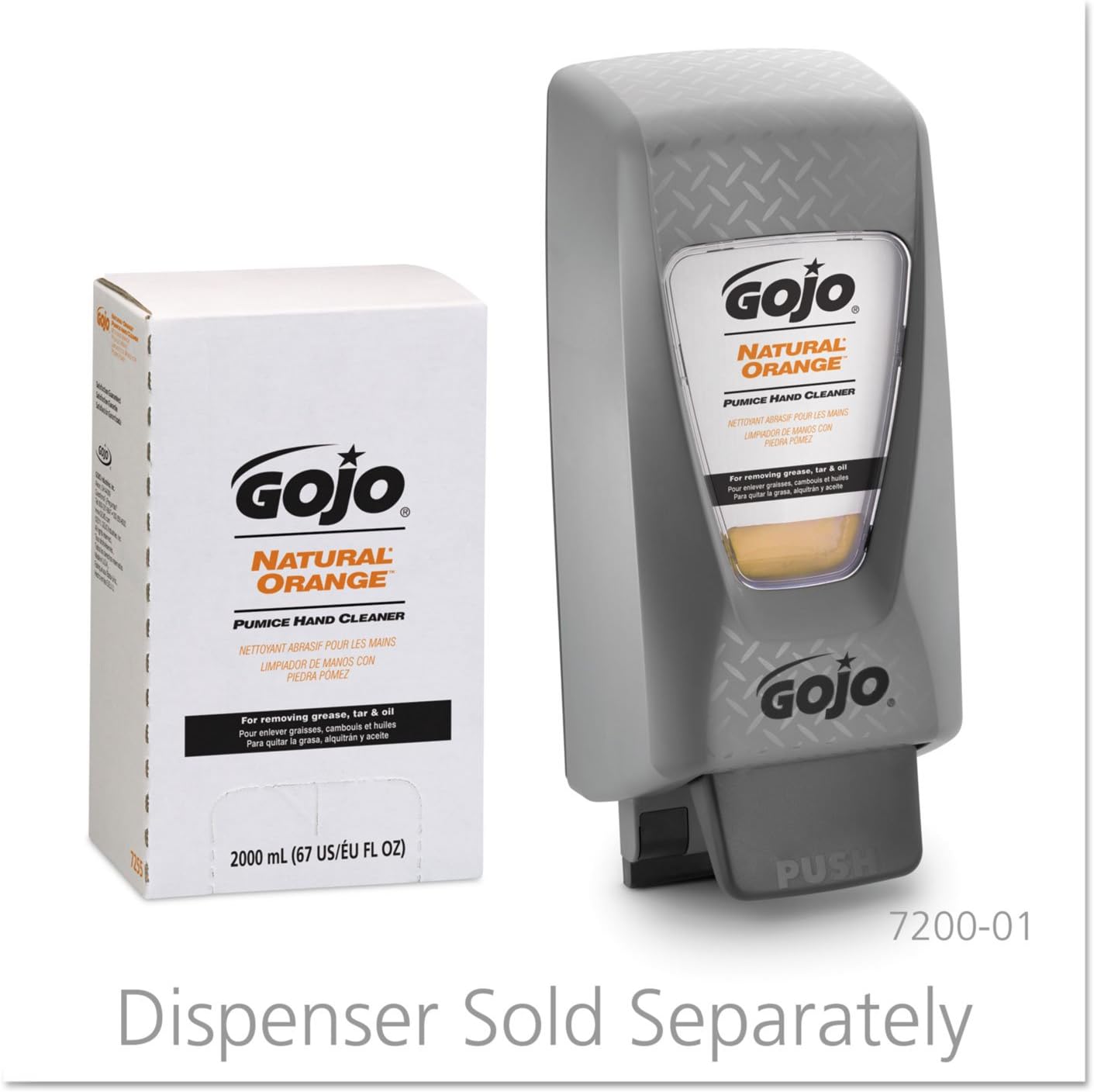 GOJO 7255-04 Natural Orange Pumice Hand Cleaner 2000 mL, (Case of 4)