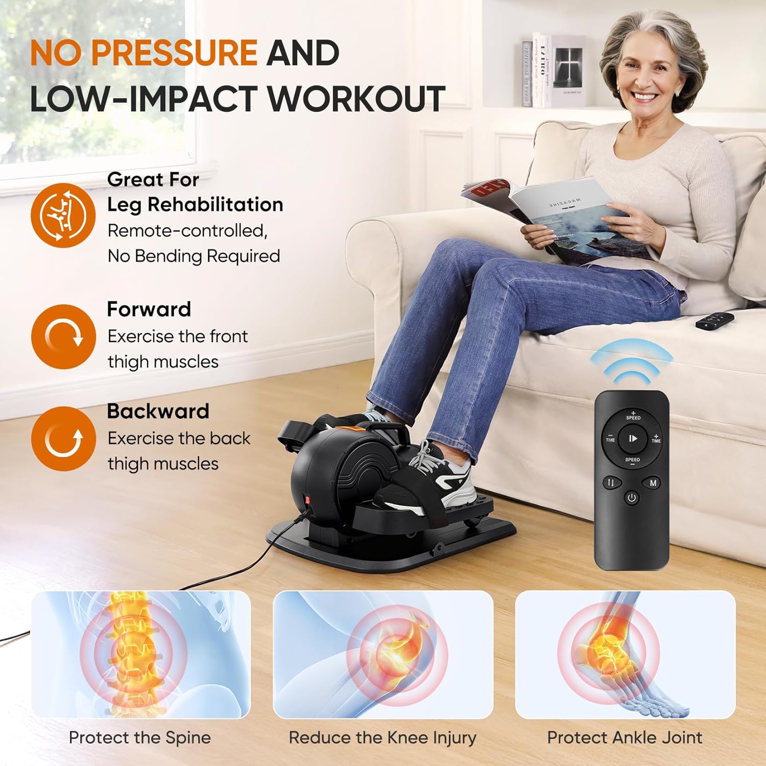 Dripex Under Desk Elliptical Machine, 3-in-1 Electric Leg Exerciser As Seen On TV, 16 Adjustable Speed & Resistance
