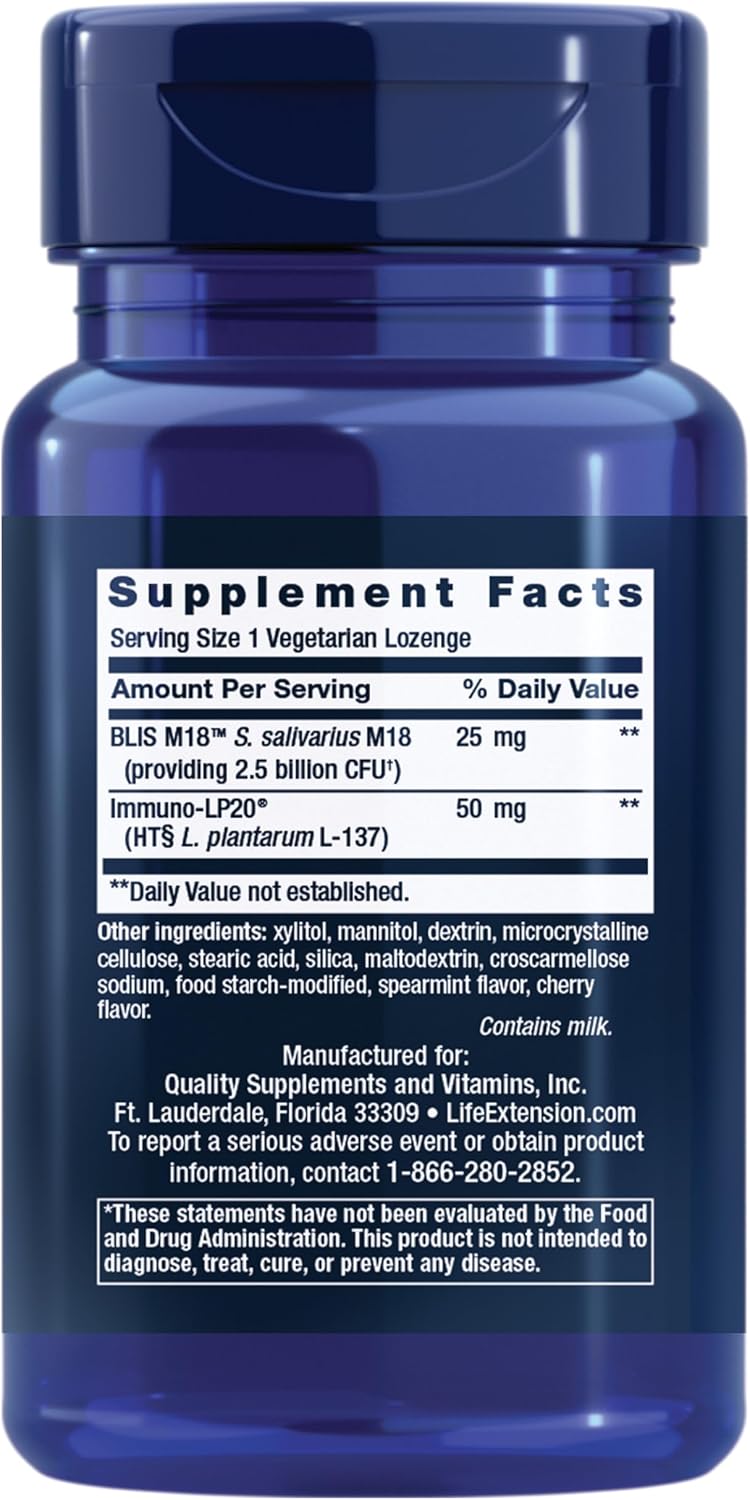 Life Extension FLORASSIST® Probiotic Oral Hygiene, Oral probiotic for Teeth and Gums, pH Levels, Dental Hygiene, Immune Support, BLIS M18™