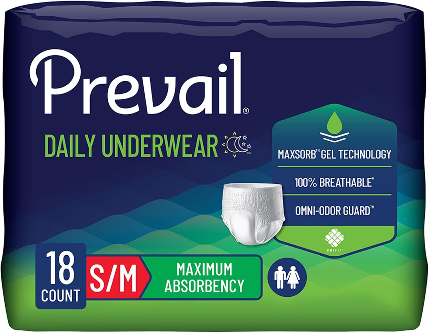 Prevail Daily Protective Underwear - Unisex Adult Incontinence Underwear - Disposable Adult Diaper for Men & Women - Maximum Absorbency - XX-Large - 12 Count (Pack of 4) | Prevail Daily Unisex Underwear Maximum Disposable Incontinence Underwear Pull On w…