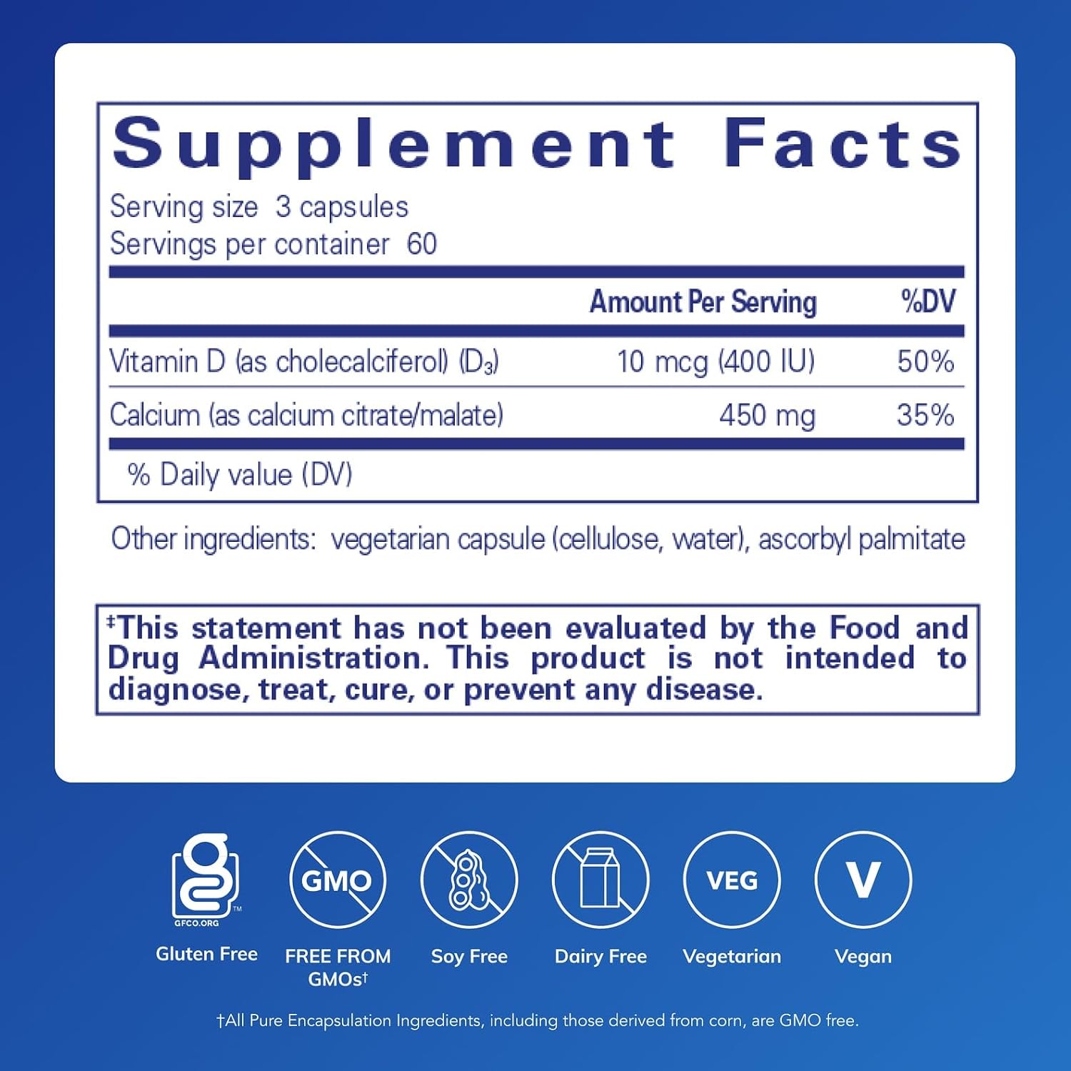 Pure Encapsulations Calcium with Vitamin D3 | Dietary Supplement to Support Bone, Colon