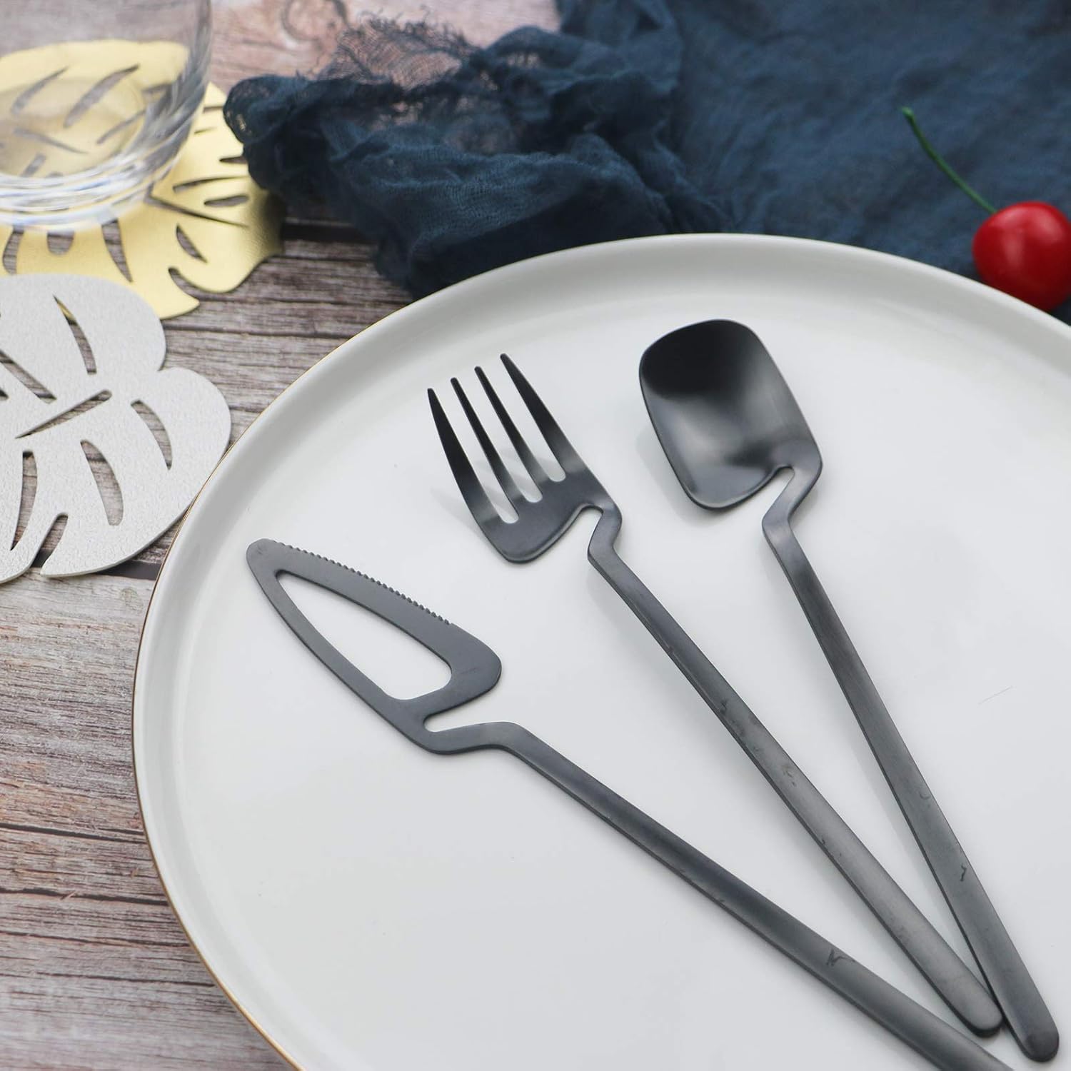 JASHII Silverware Set Satin Finish 24-Piece Stainless Steel Flatware Set Kitchen Utensil Set Service for 6 Tableware Cutlery Set Dishwasher Safe