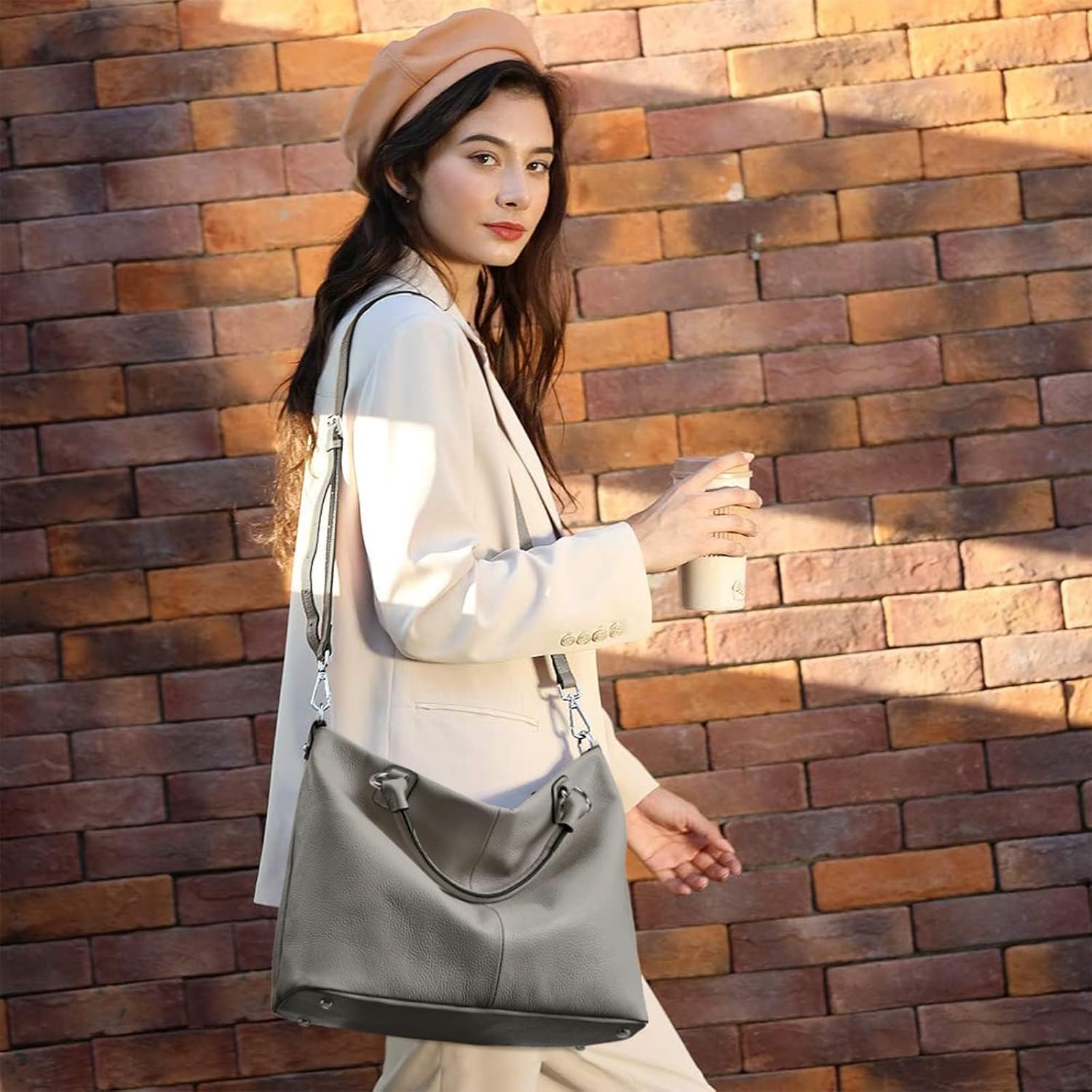 Kattee Genuine Leather Tote Purse for Women, Top Handle Satchel | Soft genuine leather tote with roomy storage and versatile carry for work, shopping, and travel.