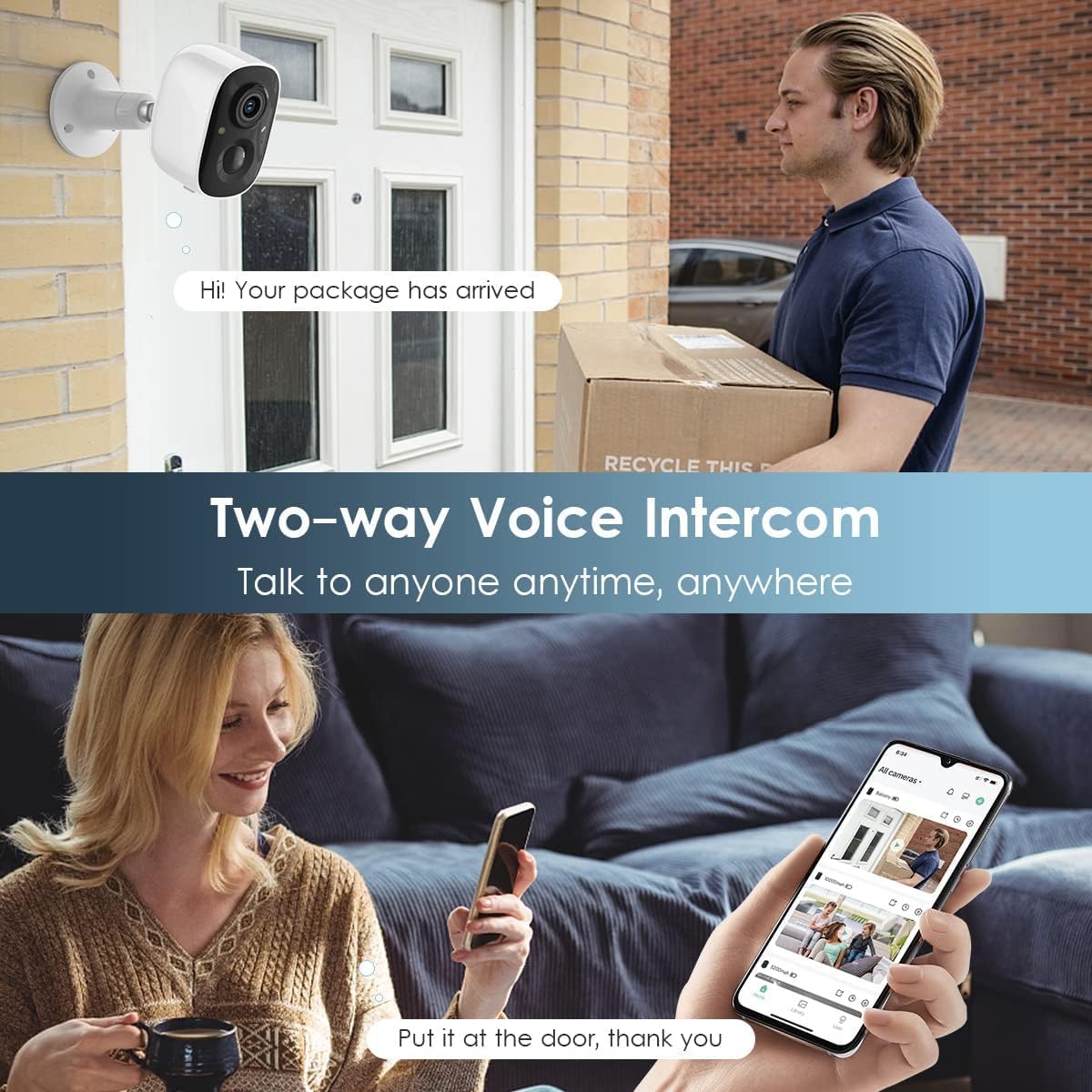 Geekee Security Cameras Wireless Outdoor 2-Way Talk Battery Powered Wi-Fi Cameras for Outside and Indoor 2K Night Vision AI Motion Detection Siren