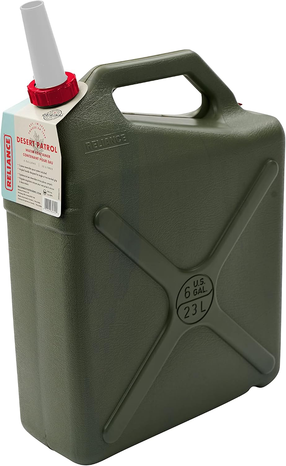 Reliance Products Desert Patrol 6 Gallon Rigid Water Container, Green , 14.8 Inch x 6.3 Inch x 19.0 Inch