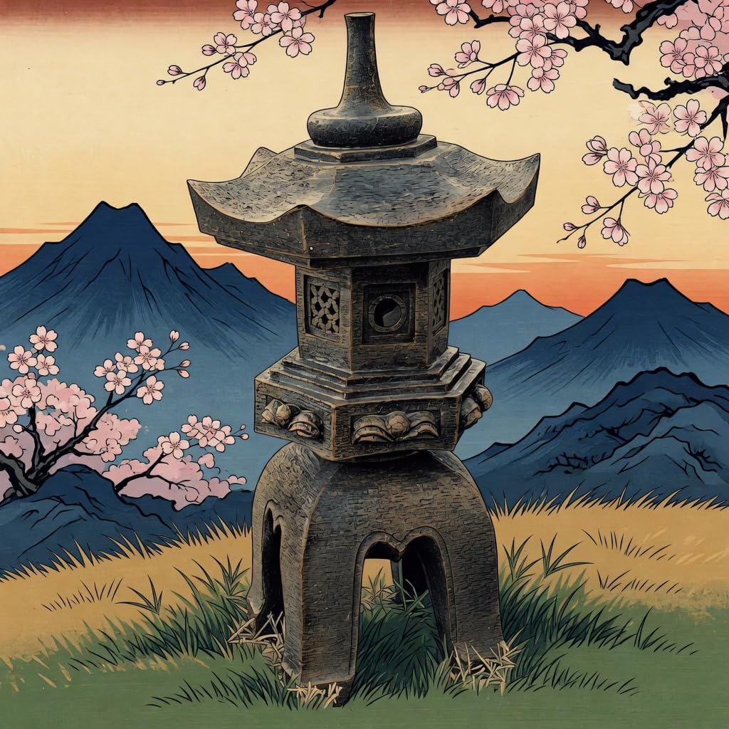 Bellaa Japanese Pagoda Garden Statue - 17” Brown Polyresin Zen Lantern Outdoor Decor