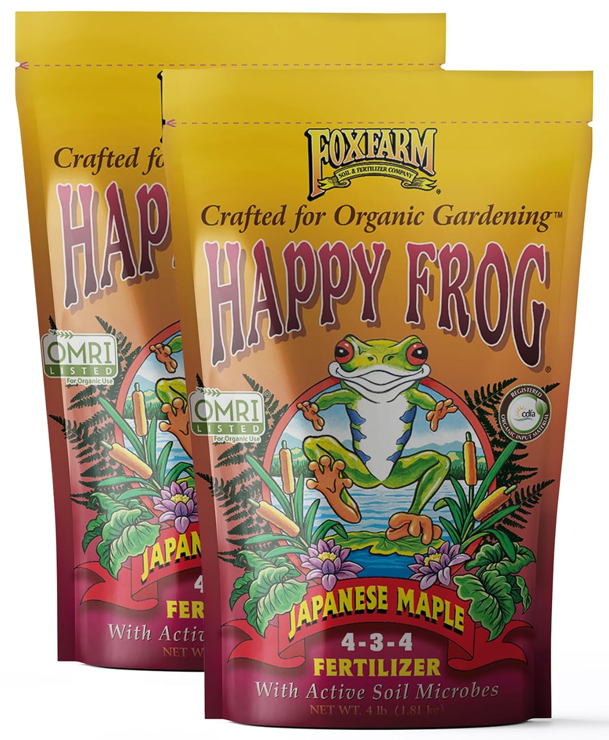 FoxFarm Happy Frog Japanese Maple Fertilizer - Supports Vegetative Growth & Strong Branch Development - 4-3-4 Blend with Soil Microbes & Mycorrhizal