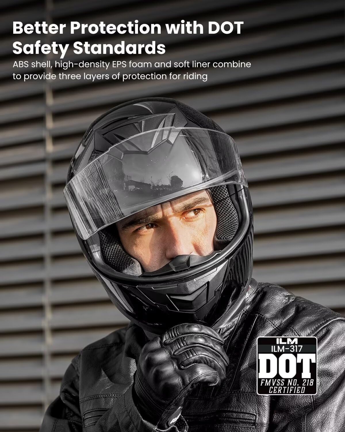 ILM Full Face Motorcycle Helmet for Motocross Street Bike DOT Certified 2 Visors Model-317(Gloss Black, L)