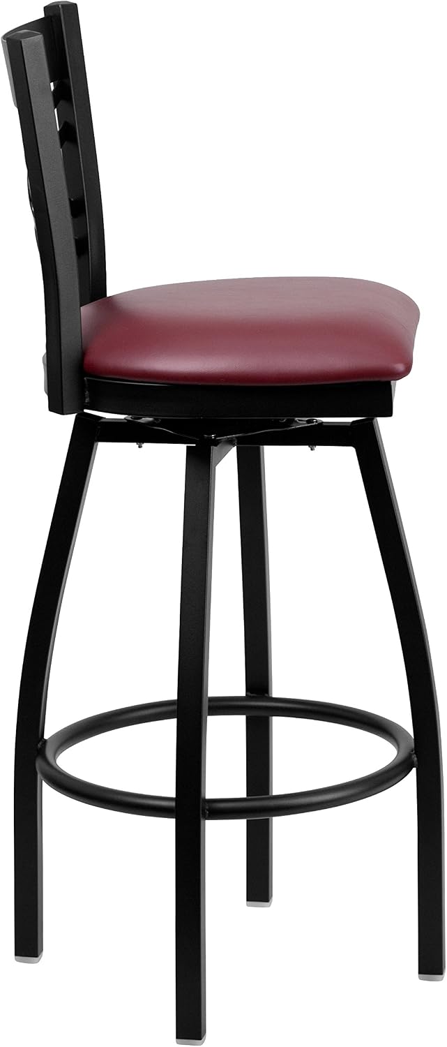 Flash Furniture Hercules Series "X" Back Metal Restaurant Barstool, Modern Upholstered Armless Bar Height Chair for Restaurants and Kitchens, Black | X Back Style, Vinyl Upholstery, Durable Construction, Commercial Use