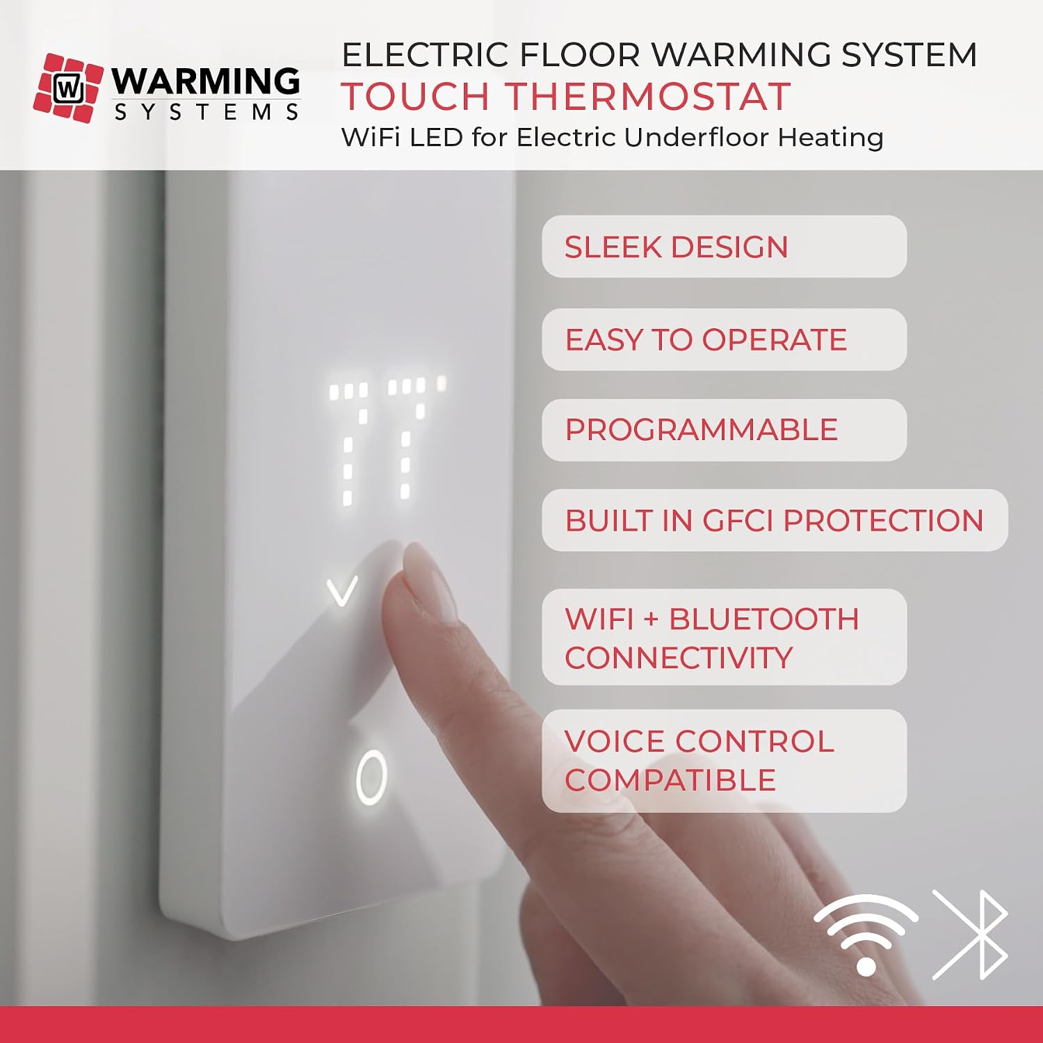 240 Sqft 240V Electric Radiant Floor Heating Kit – Includes Heating Cable, WiFi-LED Thermostat, Sensor, Cable Guides, Installation Monitor and Under Tile Heated Floors