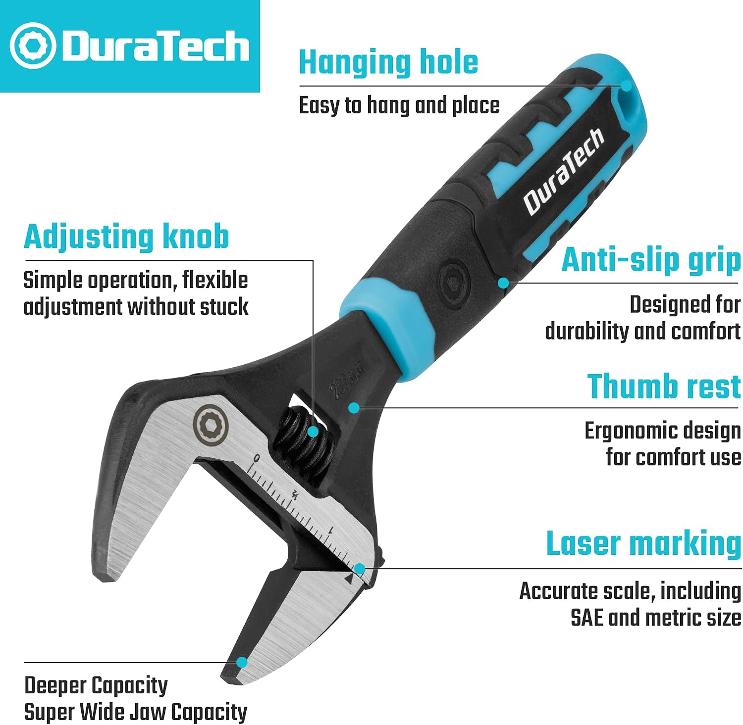 DURATECH 10-Inch Wide Jaw Adjustable Wrench